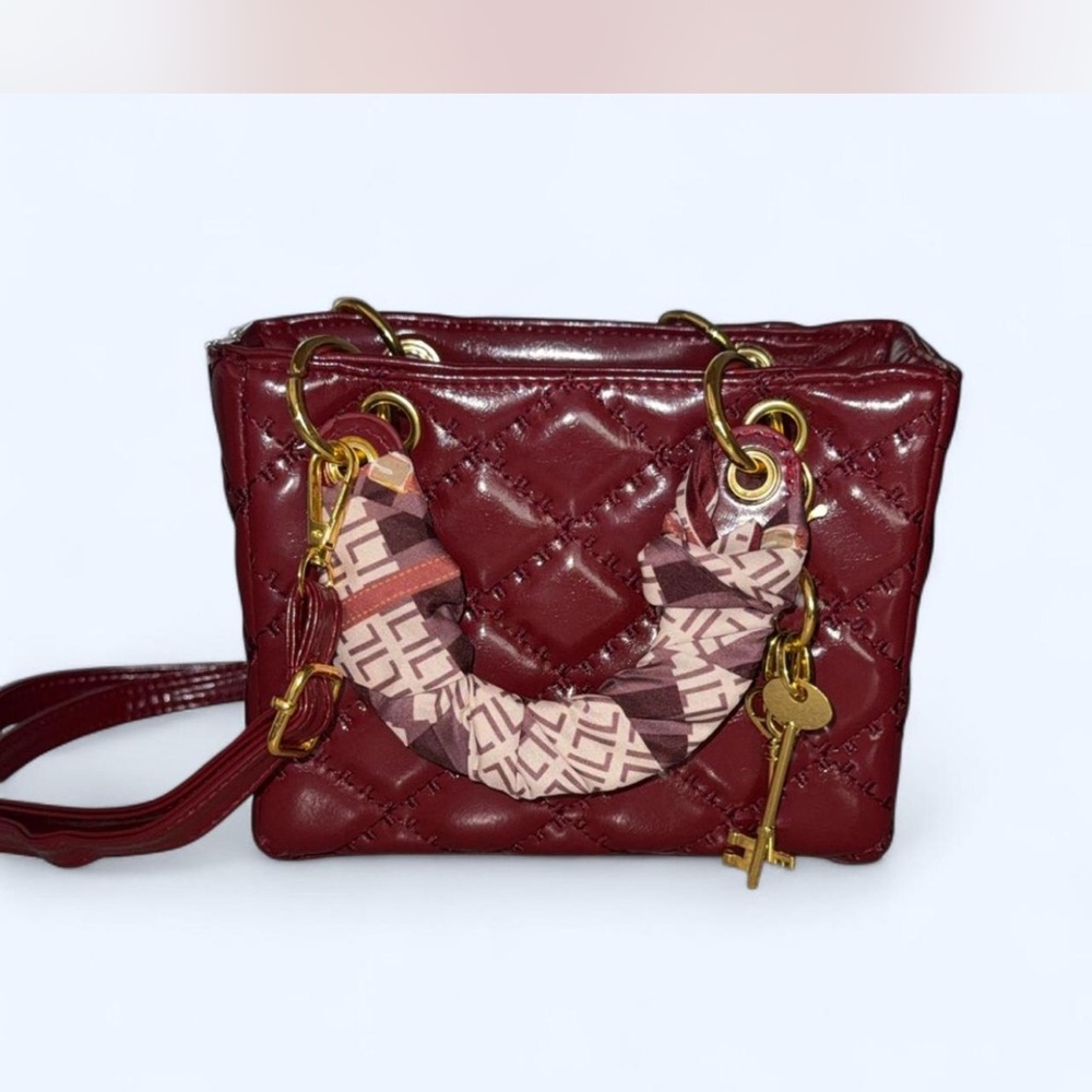 Elegant Burgundy Quilted Handbag